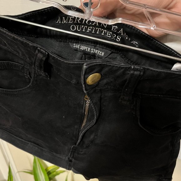 AEO High Rise Sateen Super Stretch Shortie Shorts - Picture 2 of 3